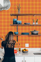 Papel de parede xadrez laranja e amarelo outonal — imagem 3