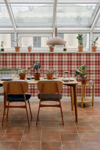 Papel de parede xadrez tartan vermelho e bege