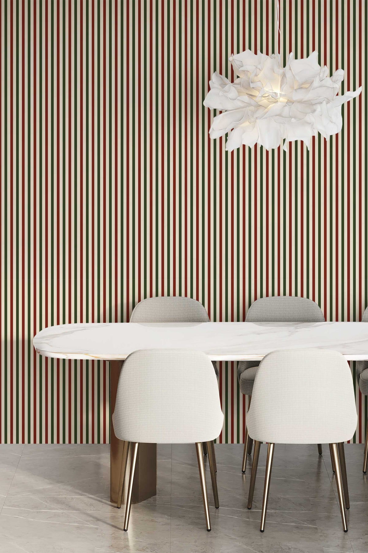 Papel de parede riscas festivas vermelho e verde