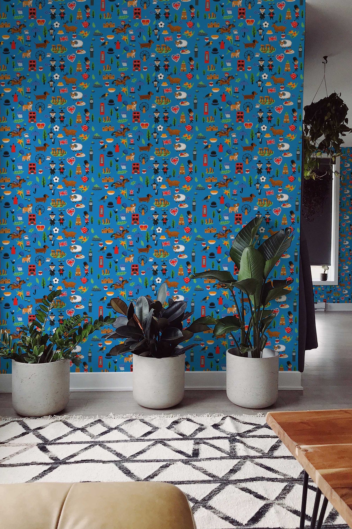 Papel de parede ícones britânicos azul vibrante — imagem 4