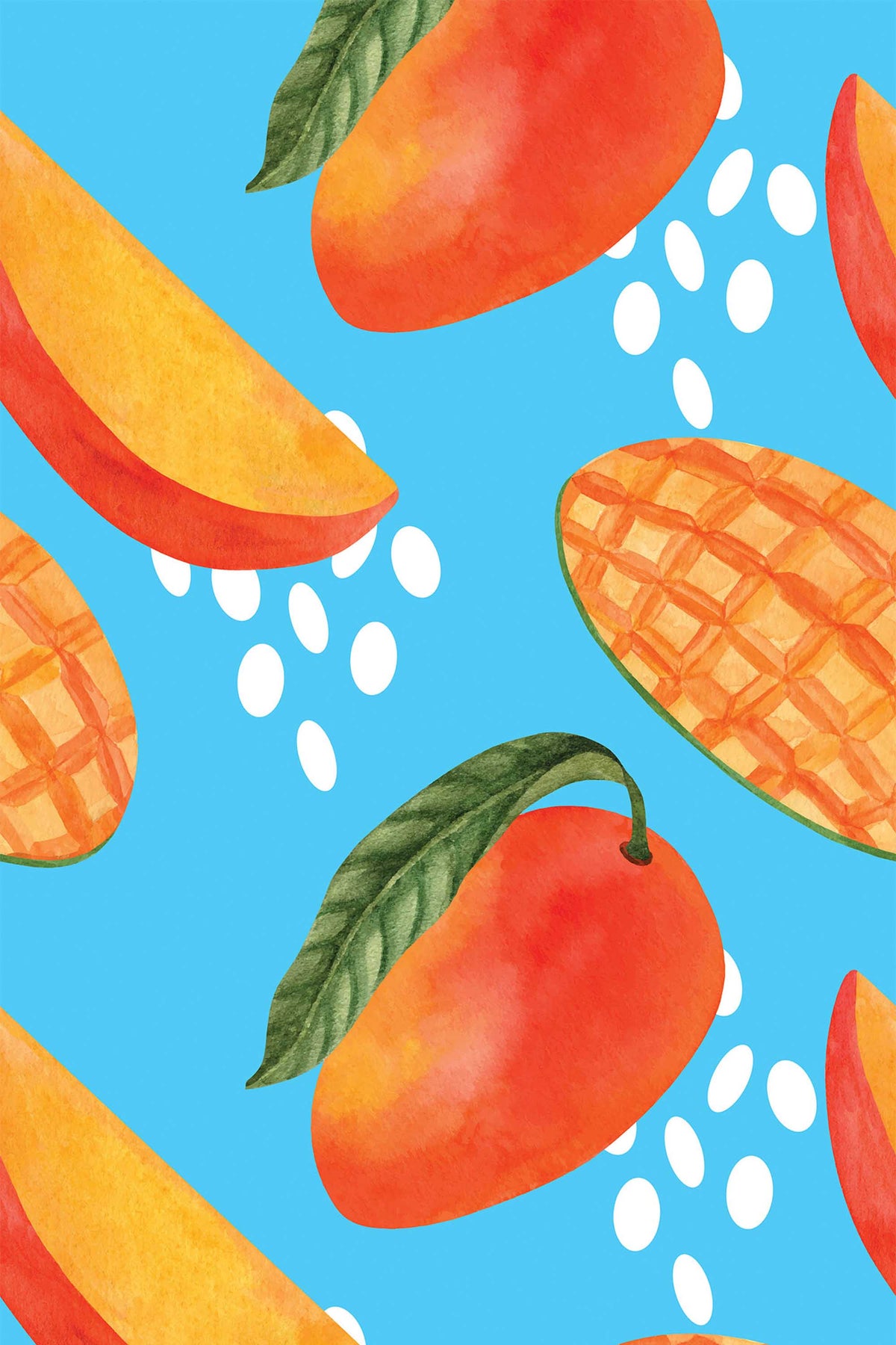 Papel de parede tropical mangos azul vibrante — imagem 2