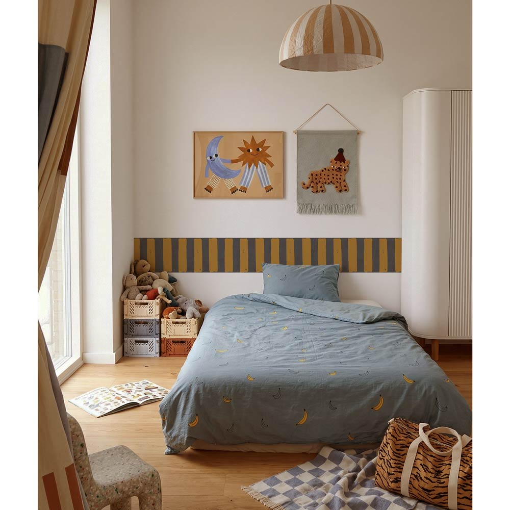 Faixa decorativa riscas amarelo e azul vintage