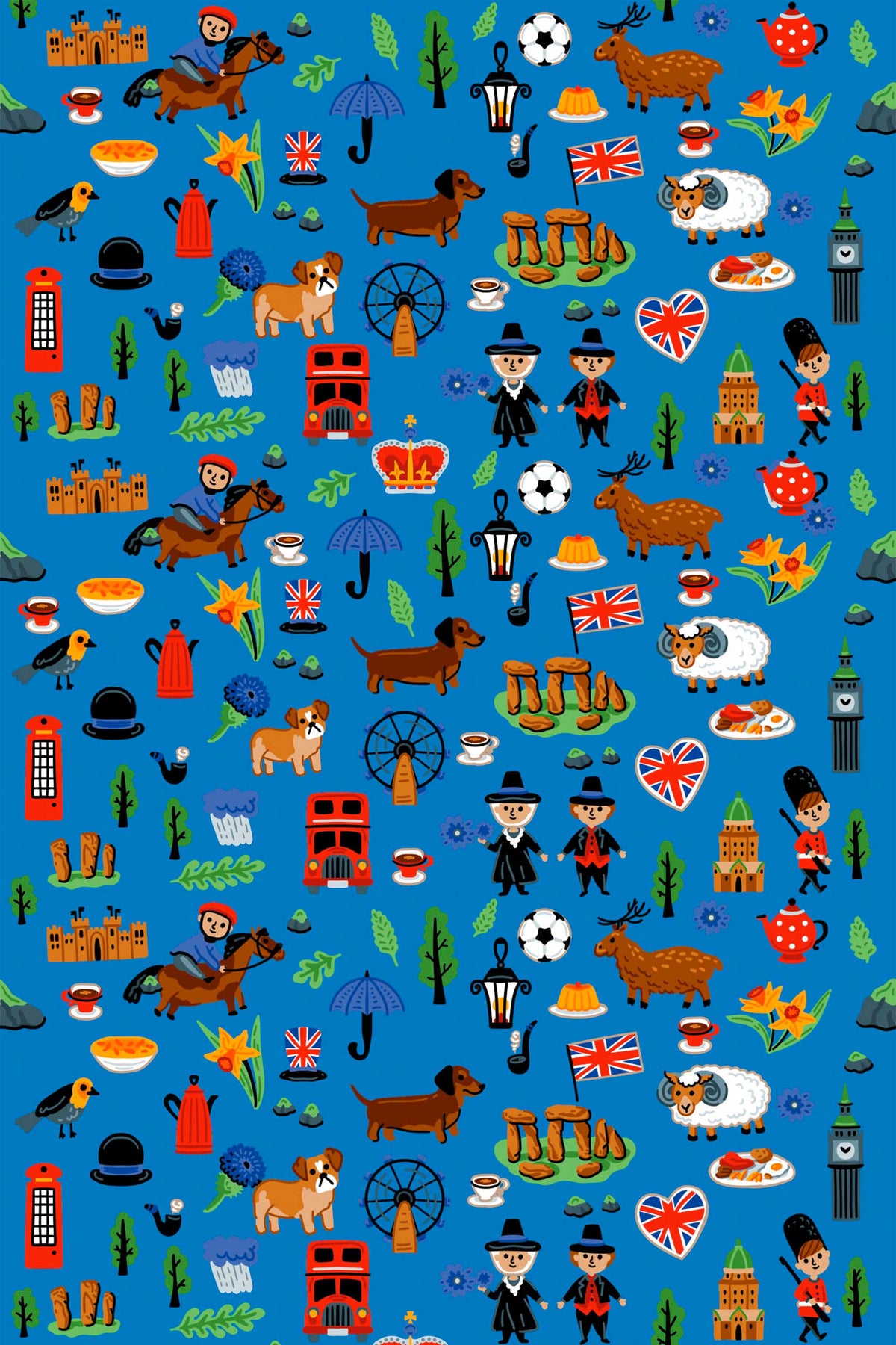 Papel de parede ícones britânicos azul vibrante — imagem 2