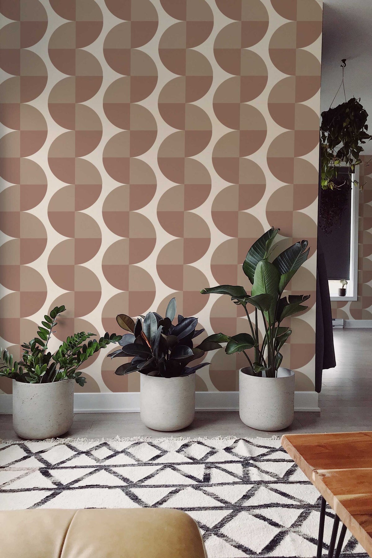 Papel de parede geométrico semicírculos mocha vintage — imagem 4