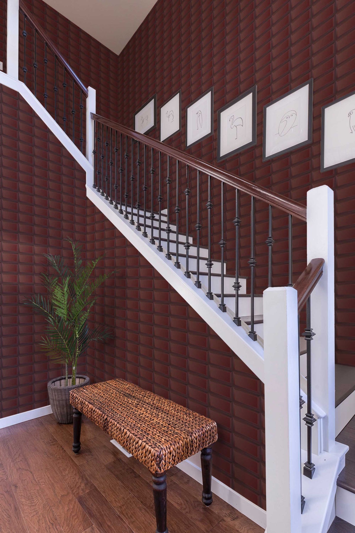 Papel de parede azulejo 3D geométrico castanho — imagem 3