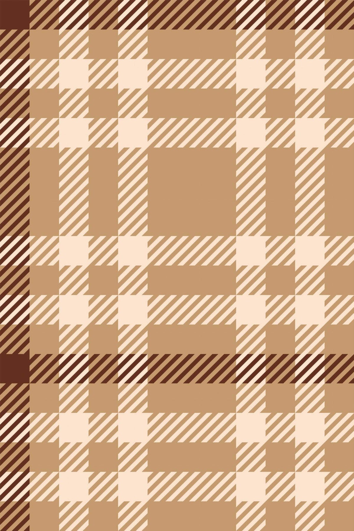Papel de parede xadrez farmhouse castanho e bege — imagem 2
