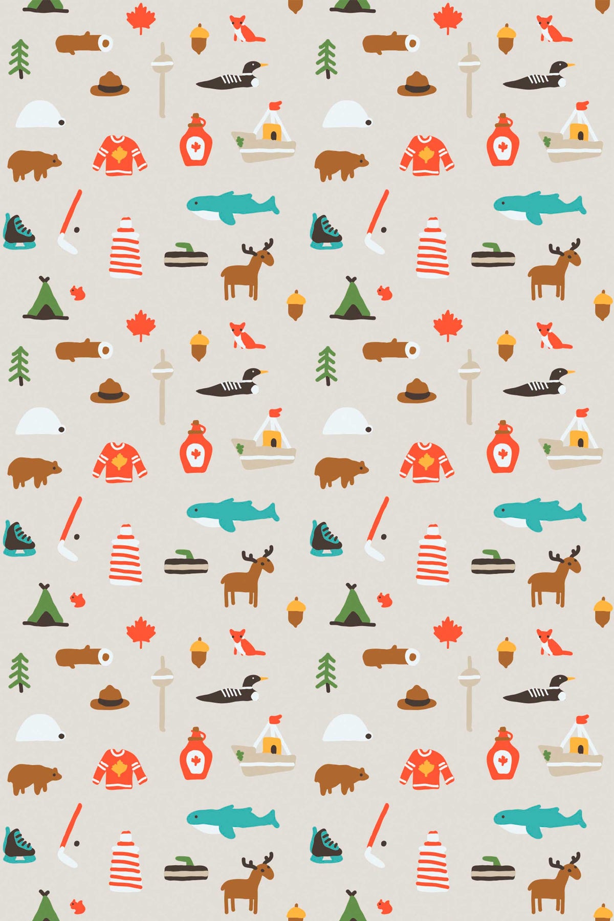 Papel de parede motivos canadianos folk art cinzento — imagem 2