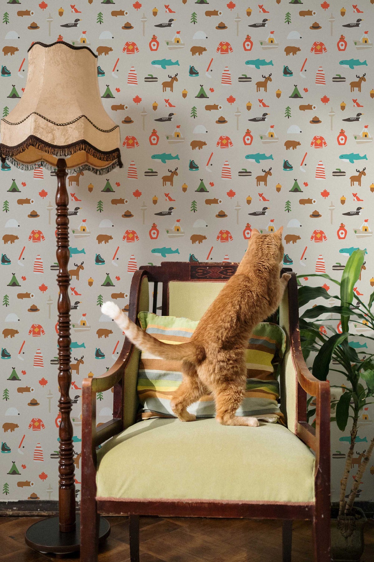Papel de parede motivos canadianos folk art cinzento — imagem 4