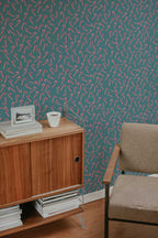 Papel de parede riscas vermelho e verde-azulado — imagem 3