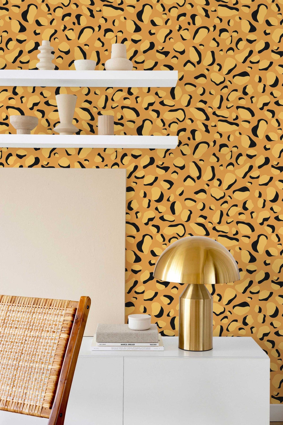 Papel de parede estampado chita laranja vibrante — imagem 4