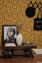 Papel de parede estampado chita laranja vibrante