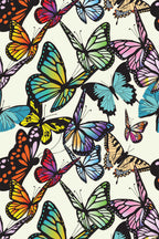 Papel de parede borboletas multicolor fundo bege — imagem 2