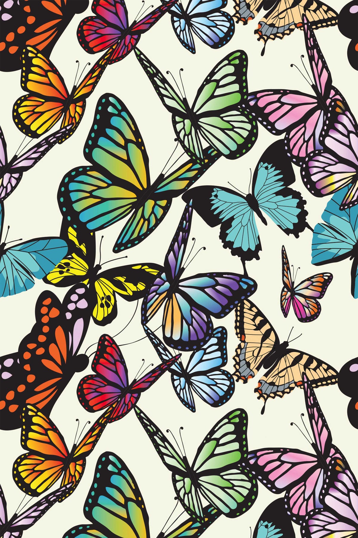 Papel de parede borboletas multicolor fundo bege — imagem 2