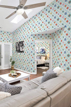 Papel de parede floral xadrez colorido — imagem 3