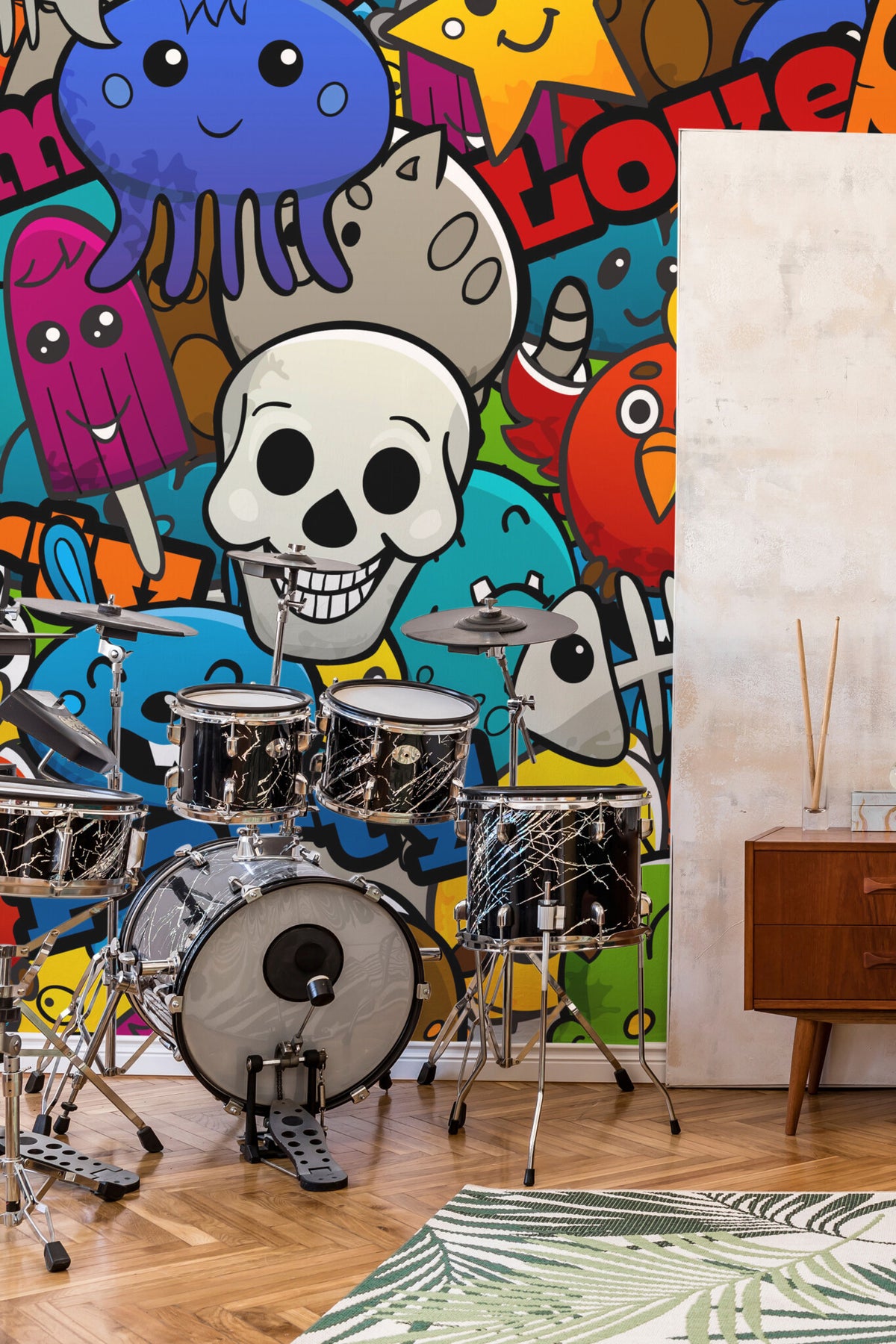 Mural de parede graffiti abstrato colorido — imagem 5
