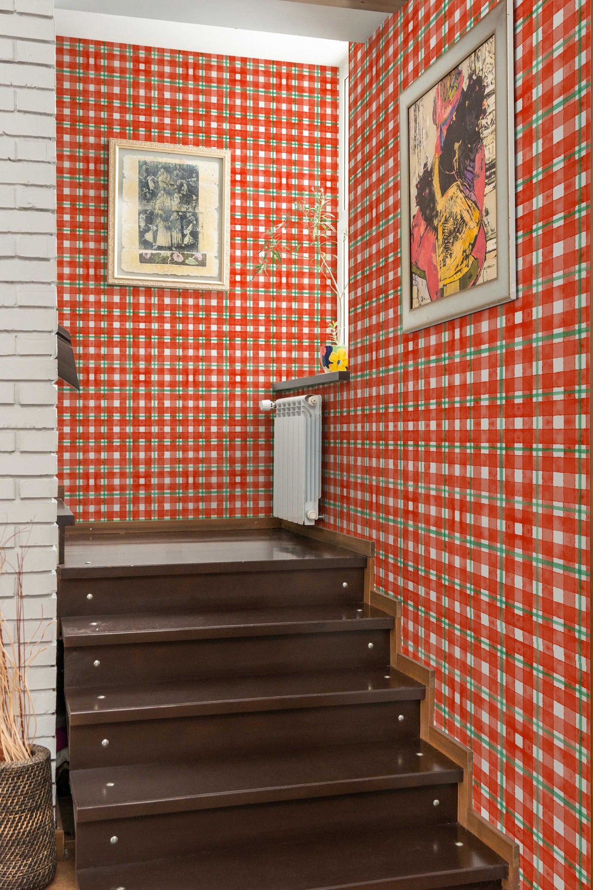 Papel de parede xadrez festivo vermelho e verde — imagem 3