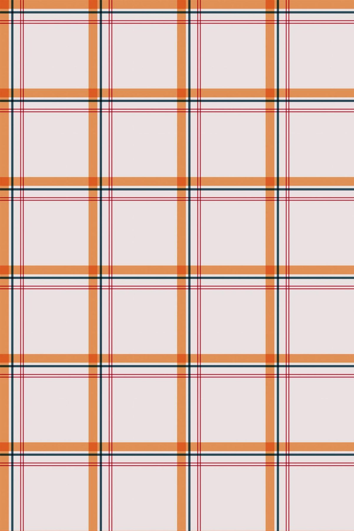 Papel de parede xadrez laranja e branco estilo vintage — imagem 2