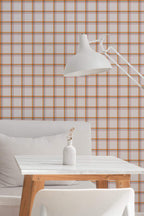 Papel de parede xadrez laranja e branco estilo vintage — imagem 4