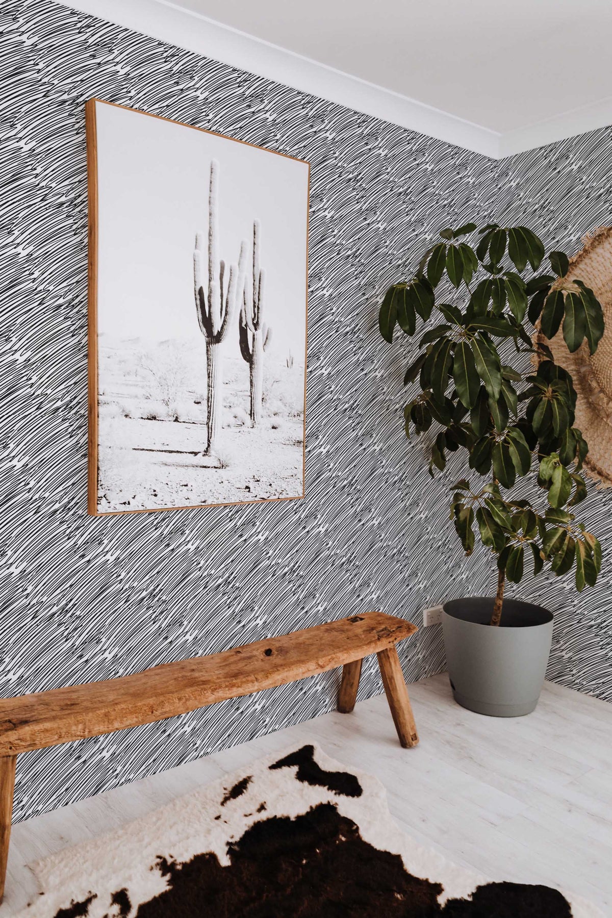 Papel de parede pinceladas preto e branco abstrato — imagem 4