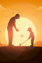 Parede revestida com mural de parede de golfe ao pôr do sol minimalista