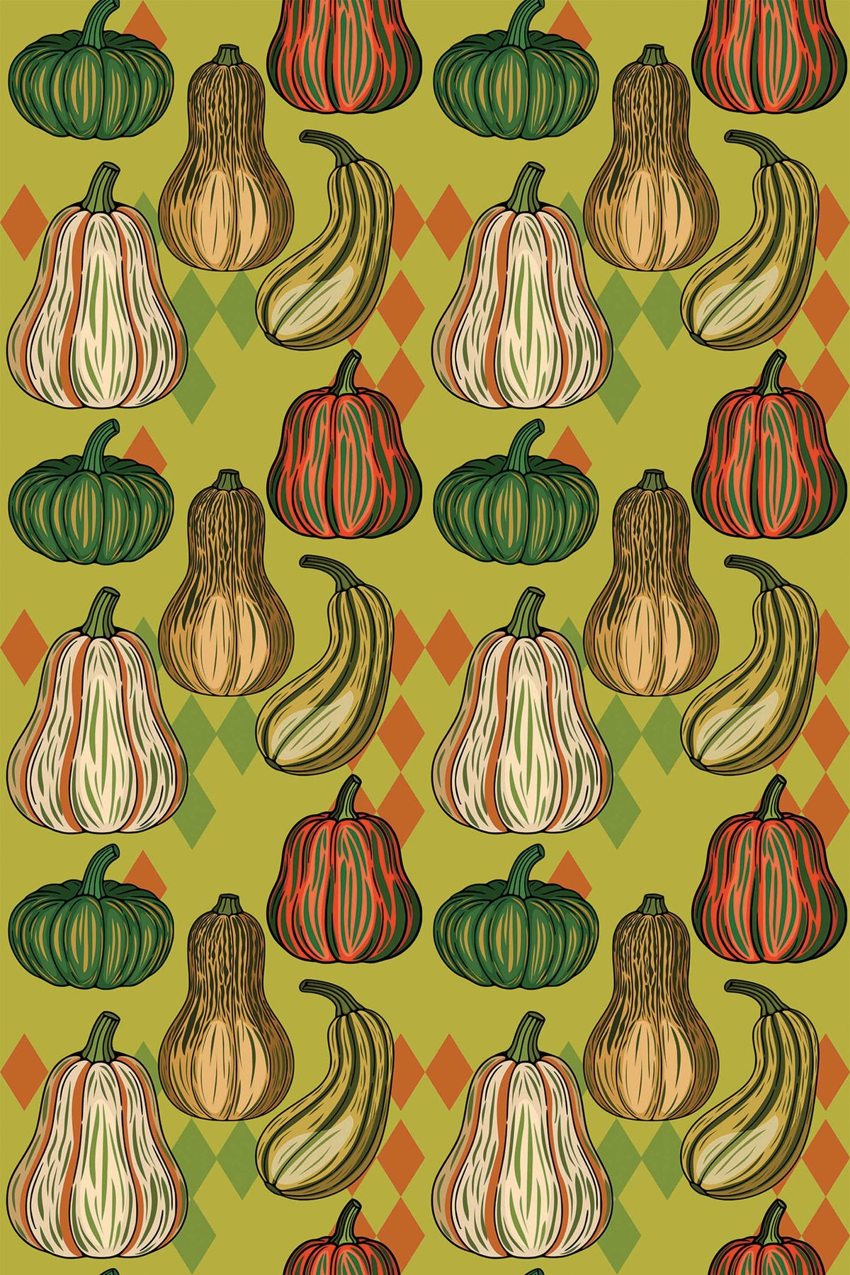 Papel de parede abóboras estilo retro vintage — imagem 2