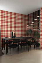 Papel de parede xadrez tartan vermelho e bege — imagem 4