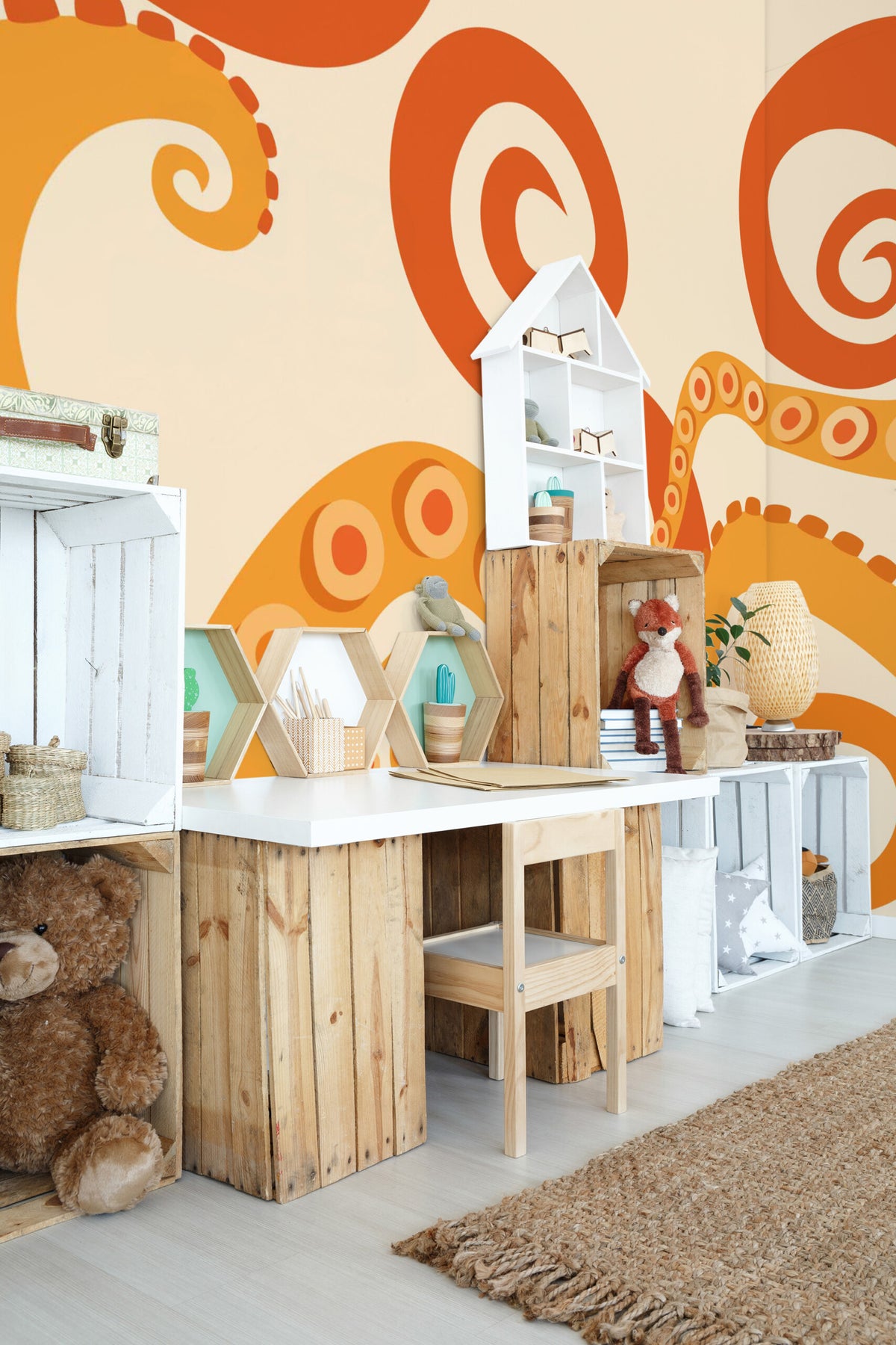 Mural de parede tentáculos de polvo retro laranja — imagem 2