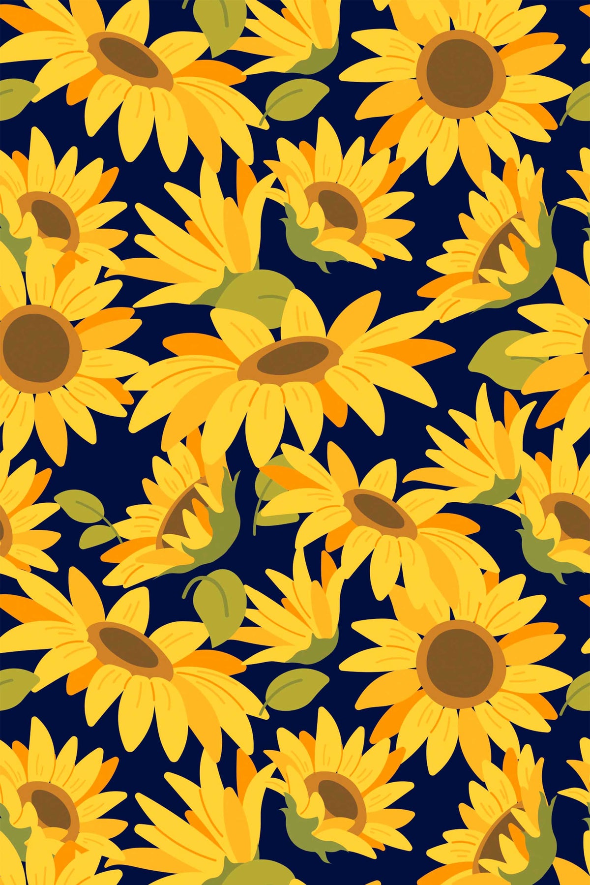 Papel de parede floral girassóis azul meia-noite — imagem 2