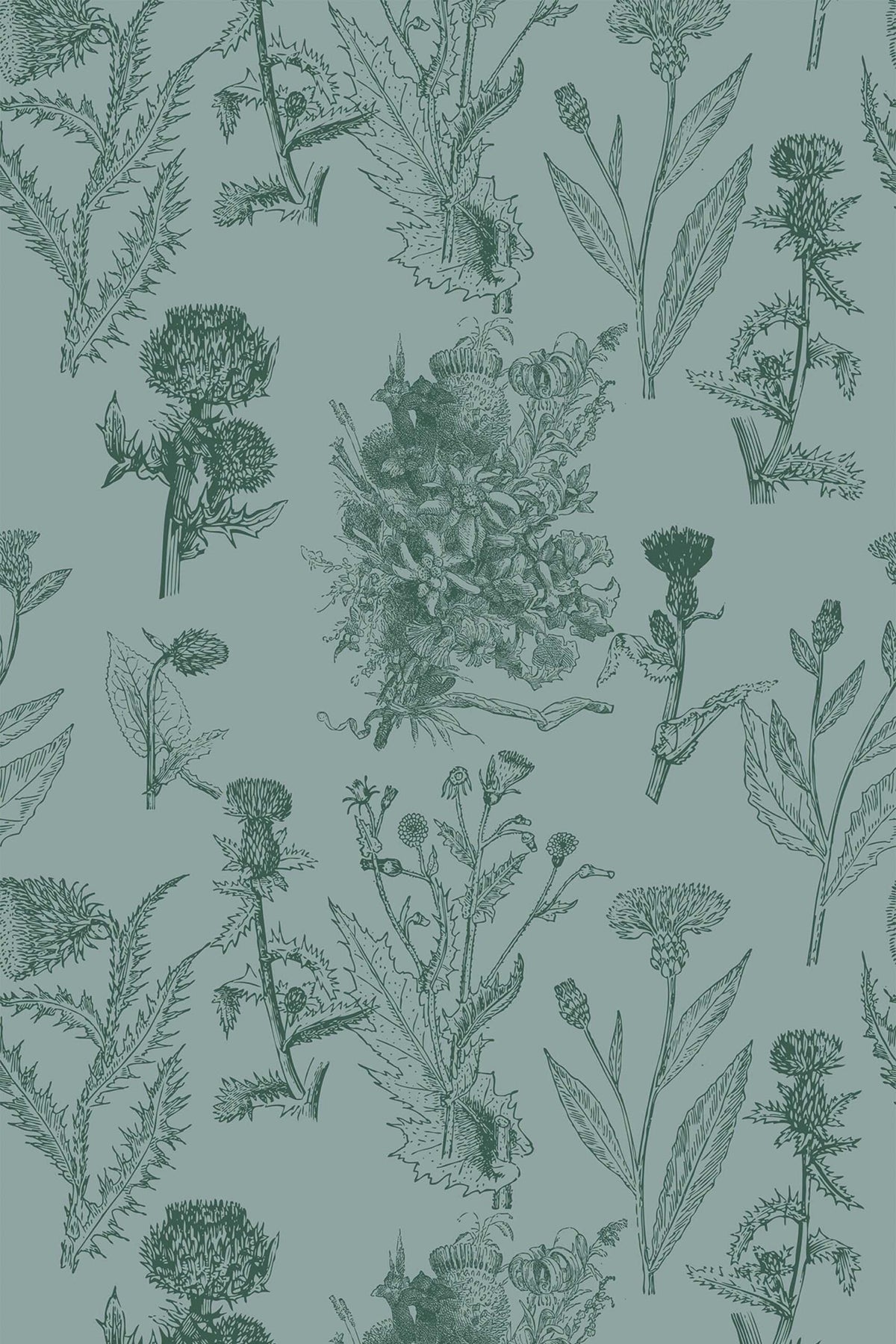 Papel de parede botânico vintage cinzento — imagem 2