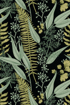 Papel de parede feto botânico verde e preto — imagem 2