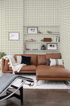 Papel de parede xadrez farmhouse verde e bege — imagem 3