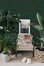 Papel de parede linhas verdes fundo castanho moderno — imagem 3