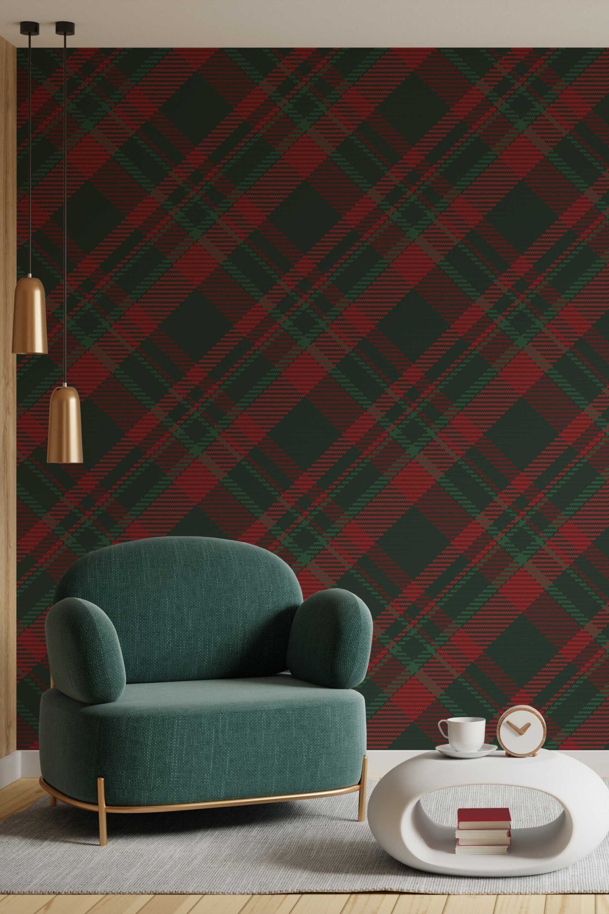 Papel de parede xadrez verde e vermelho festivo
