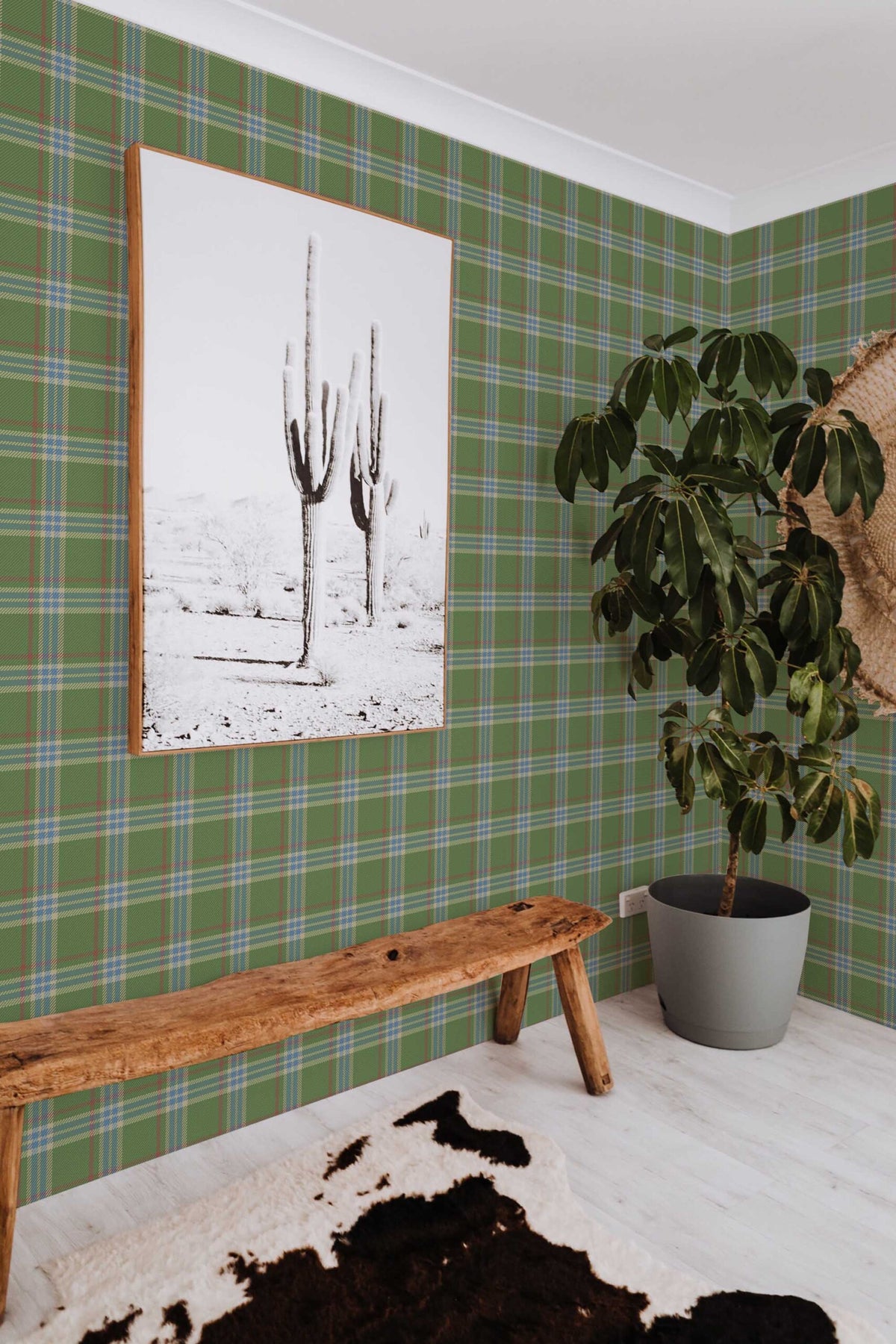 Papel de parede xadrez verde e azul estilo clássico — imagem 3