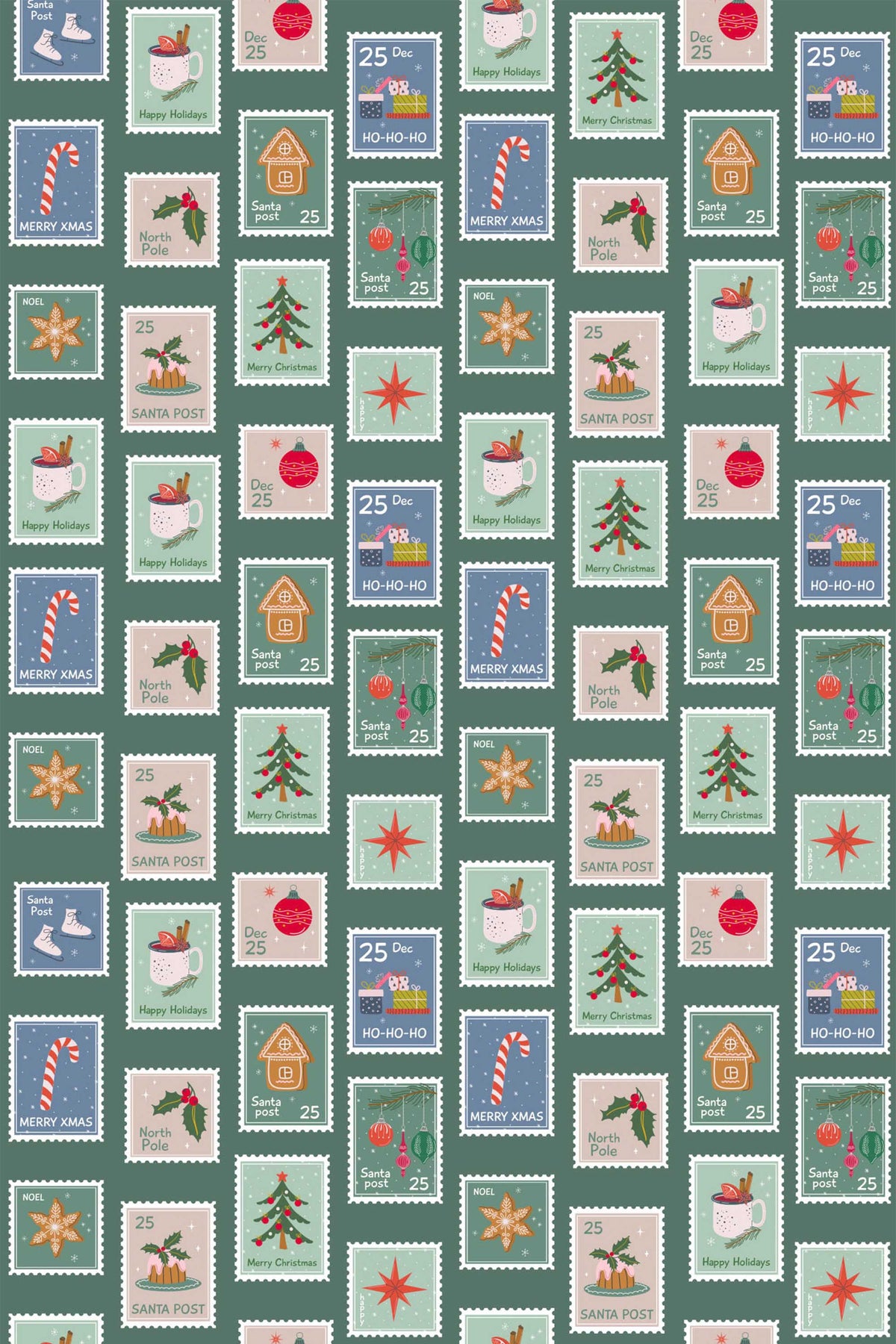 Papel de parede selos de inverno verde retro — imagem 2