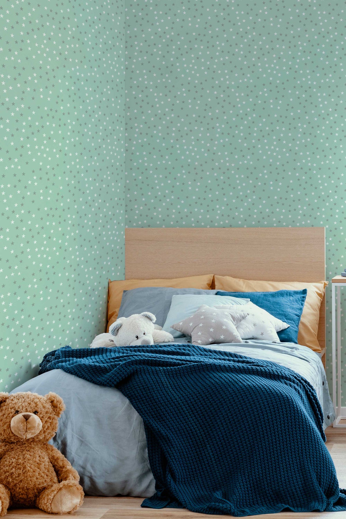 Papel de parede estrelas verdes estilo boho — imagem 4