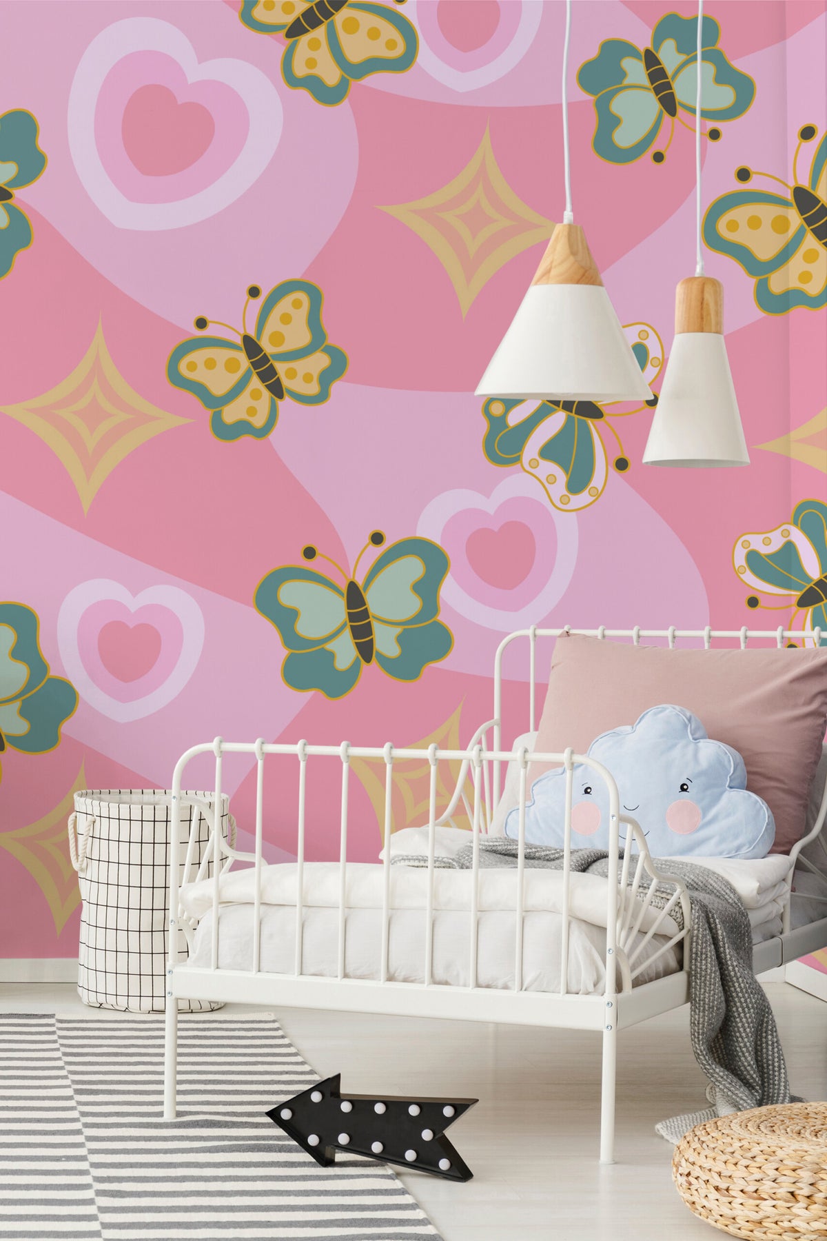 Mural de parede borboletas retro cor-de-rosa — imagem 5