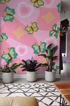 Mural de parede borboletas retro cor-de-rosa — imagem 3