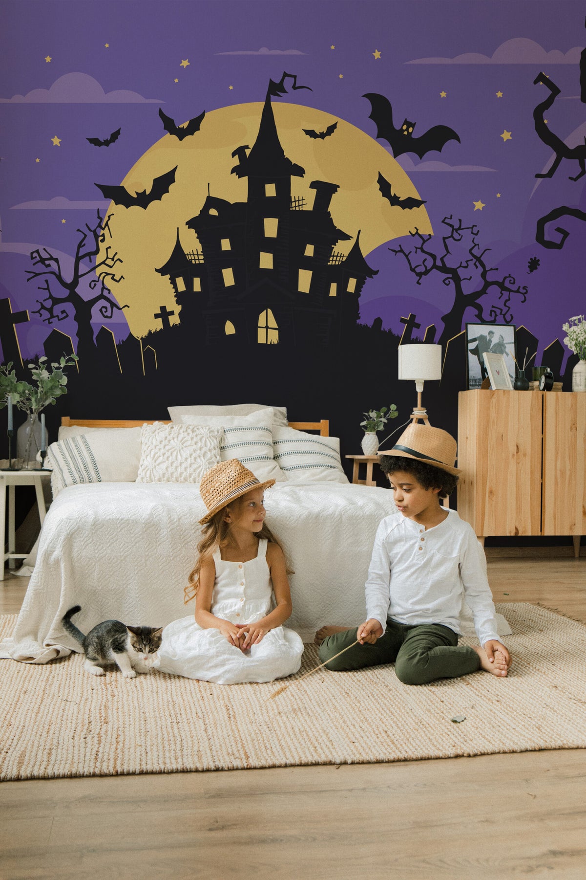 Mural de parede casa assombrada noite de Halloween — imagem 2