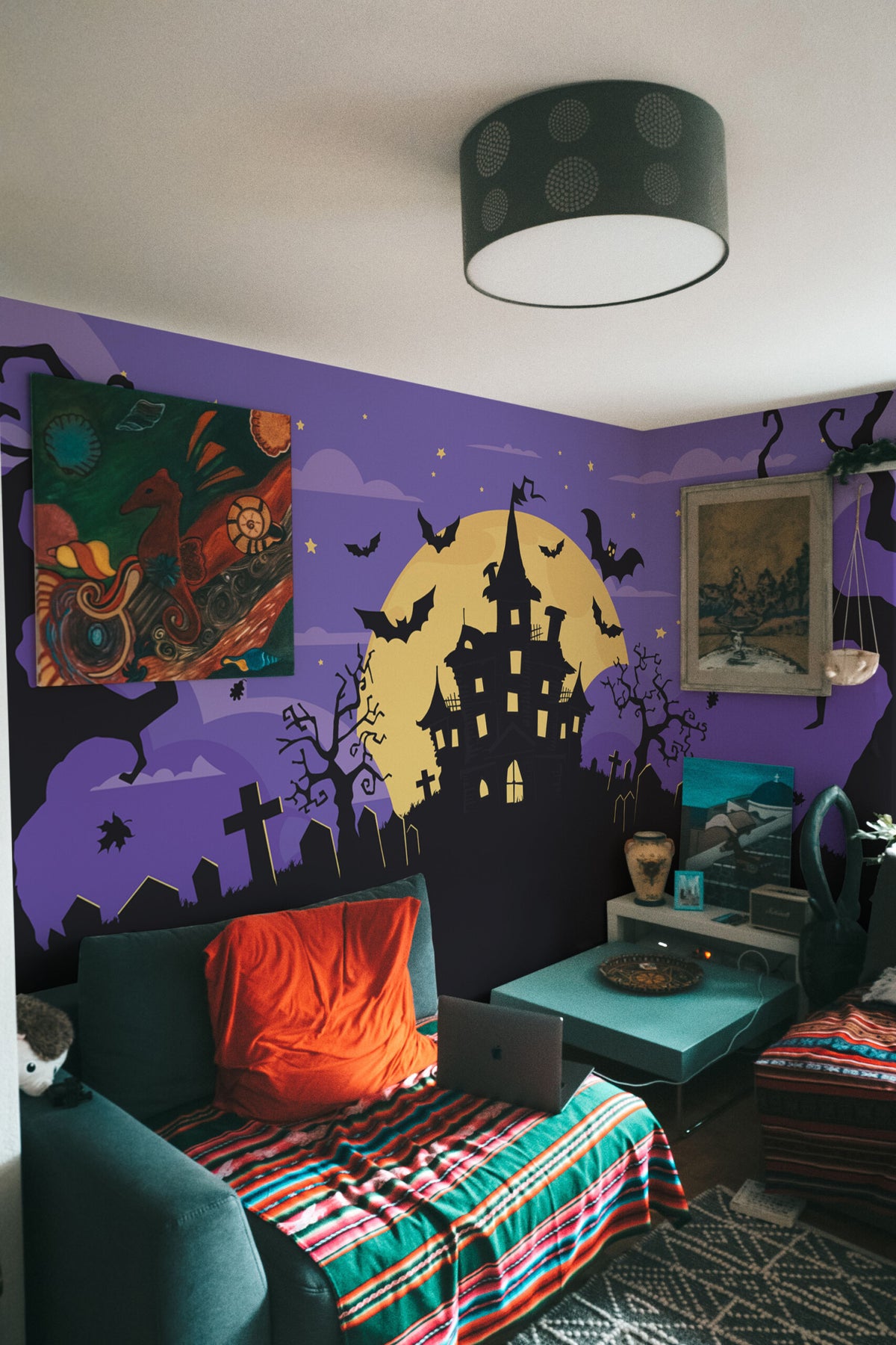 Mural de parede casa assombrada noite de Halloween — imagem 3
