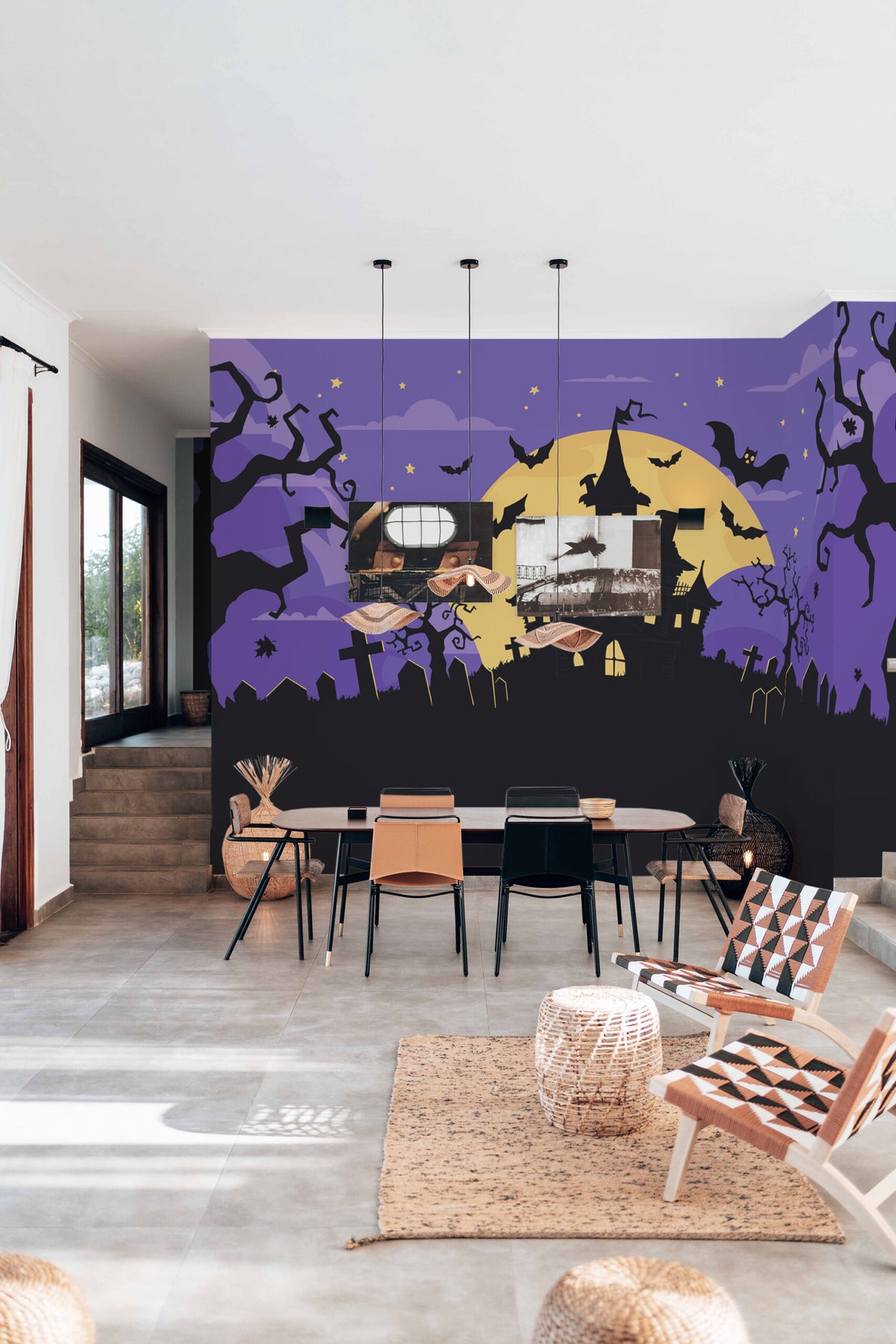 Mural de parede casa assombrada noite de Halloween