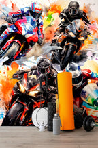Motos corrida colorido — mural de parede para decorar uma parede