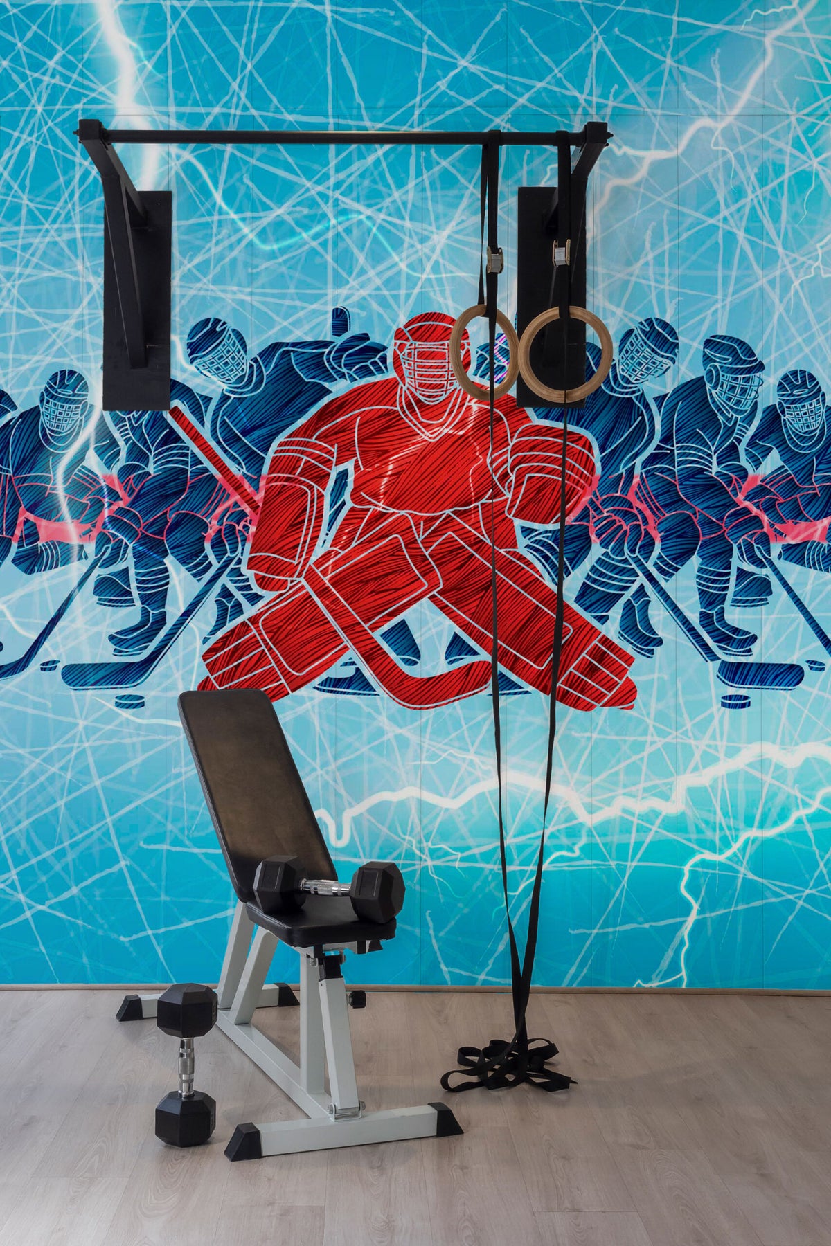Hóquei no gelo elétrico e moderno — mural de parede para decorar uma parede