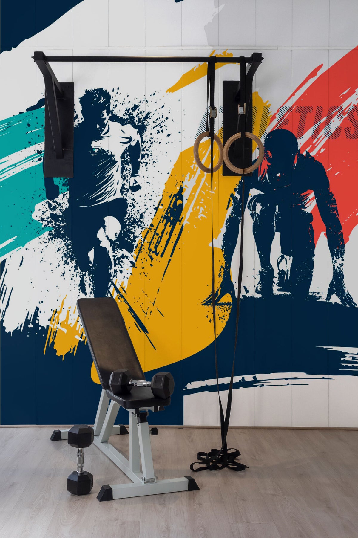 Desportivo abstrato colorido — mural de parede para decorar uma parede