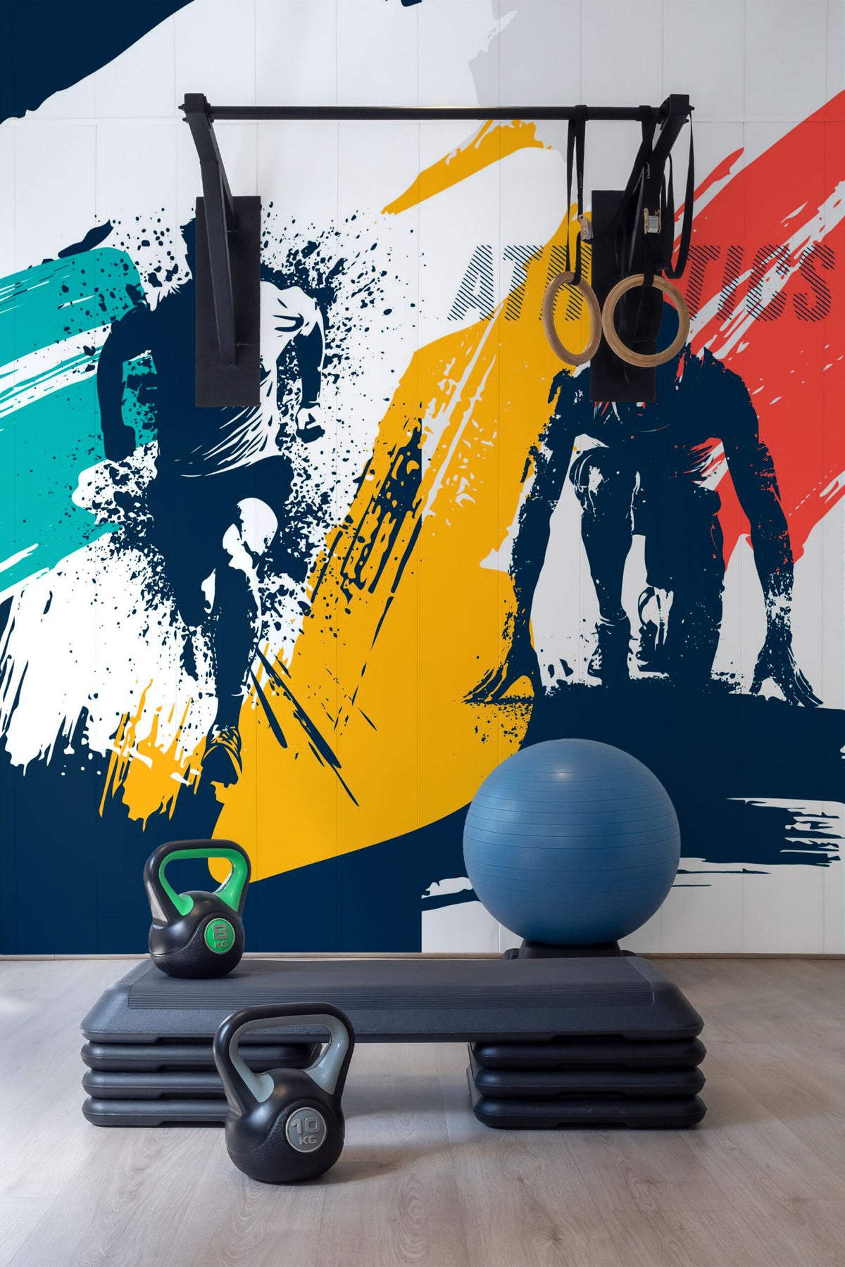 Mural de parede desportivo abstrato colorido