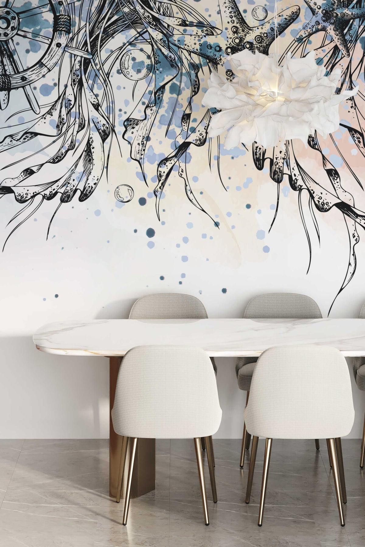 Mural de parede náutico abstrato azul e preto — imagem 4