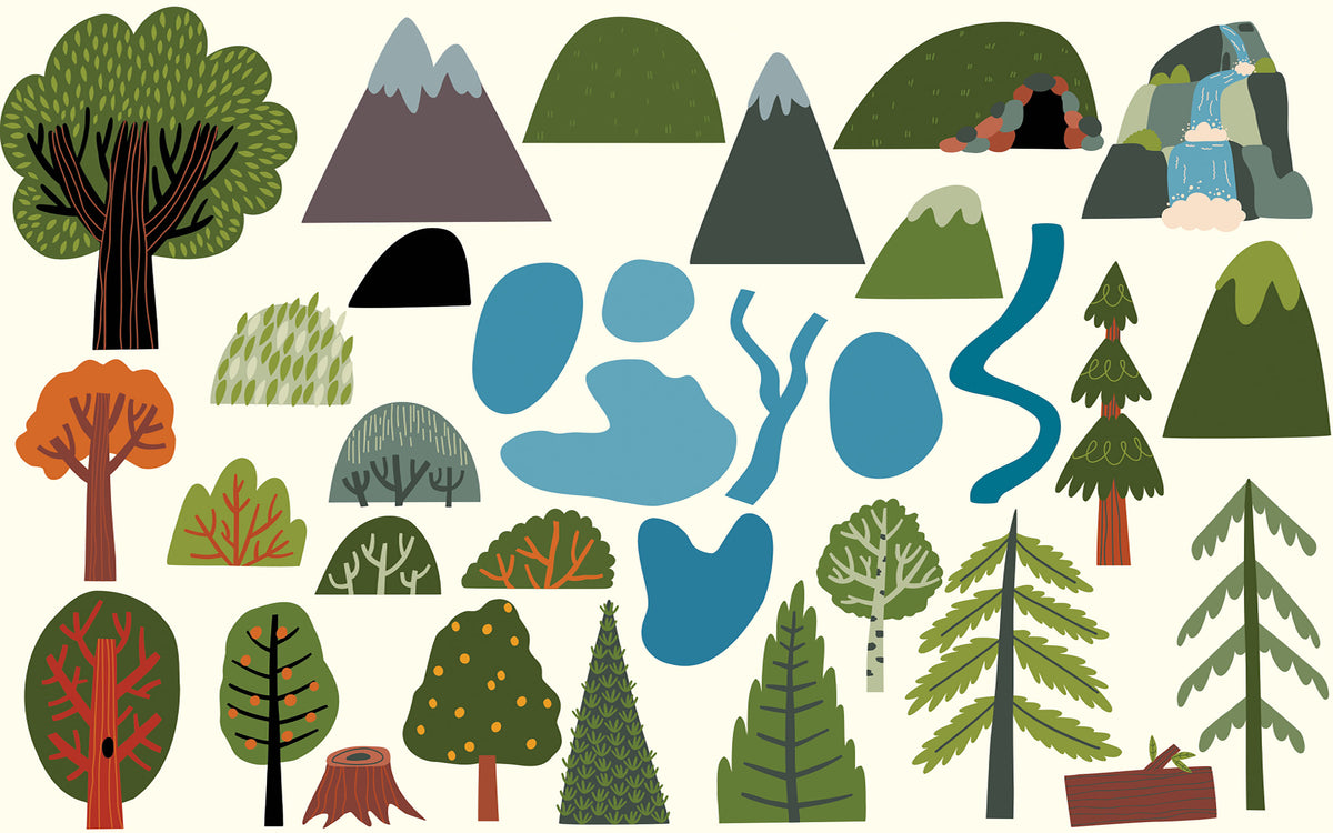 Mural de parede montanha aquarela verde e azul — imagem 5