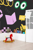 Doodles estudo preto e lavanda — mural de parede para decorar uma parede