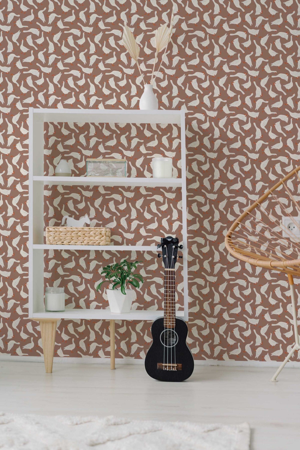 Papel de parede gansos bege tom mocha divertido — imagem 3
