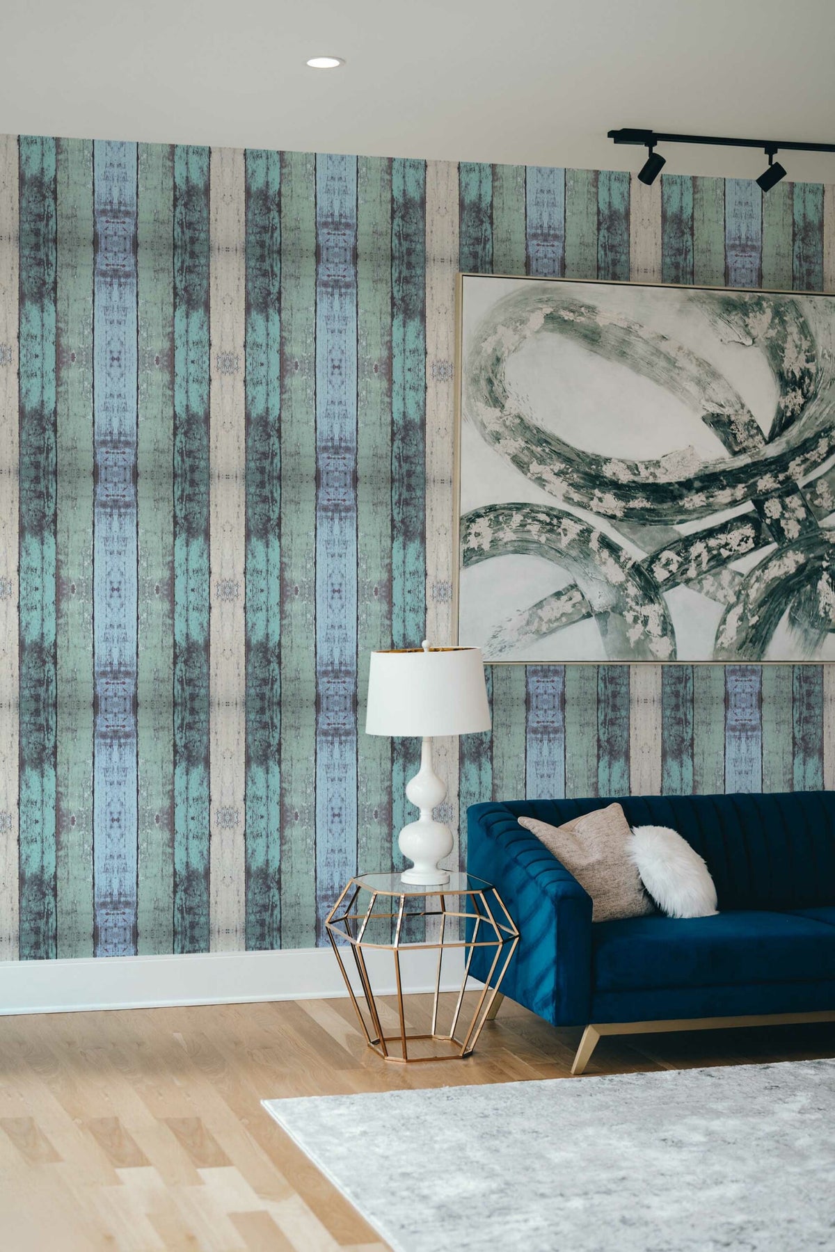 Papel de parede madeira rústica azul e bege — imagem 3